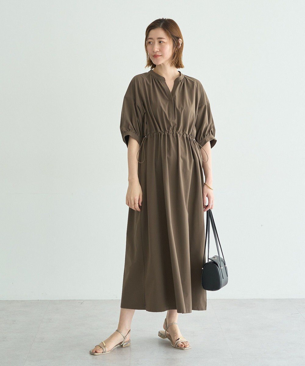 YECCA VECCA <<UVカット>>ドロストギャザー袖ワンピース 