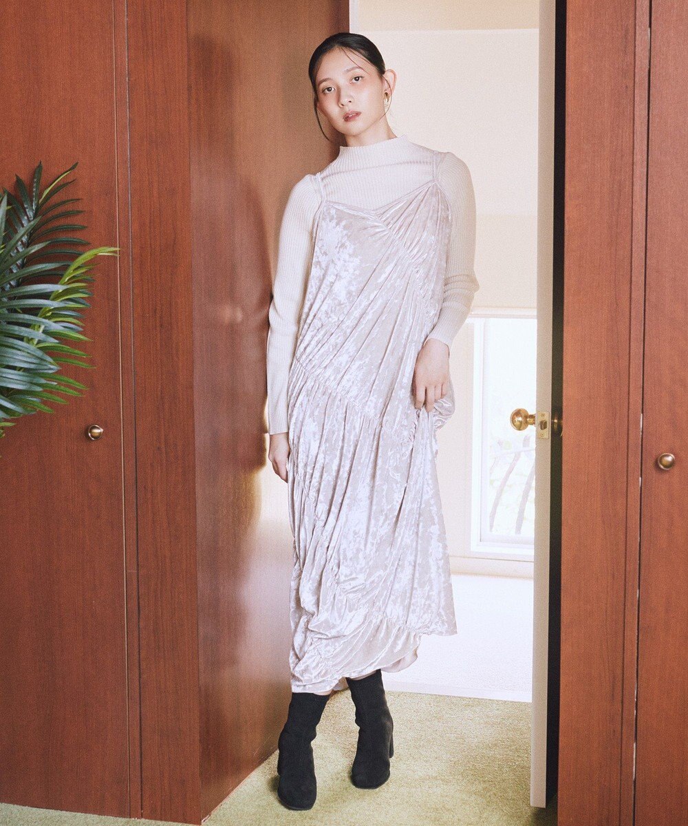 earth music&ecology クラッシュベロアシャーリングワンピース 