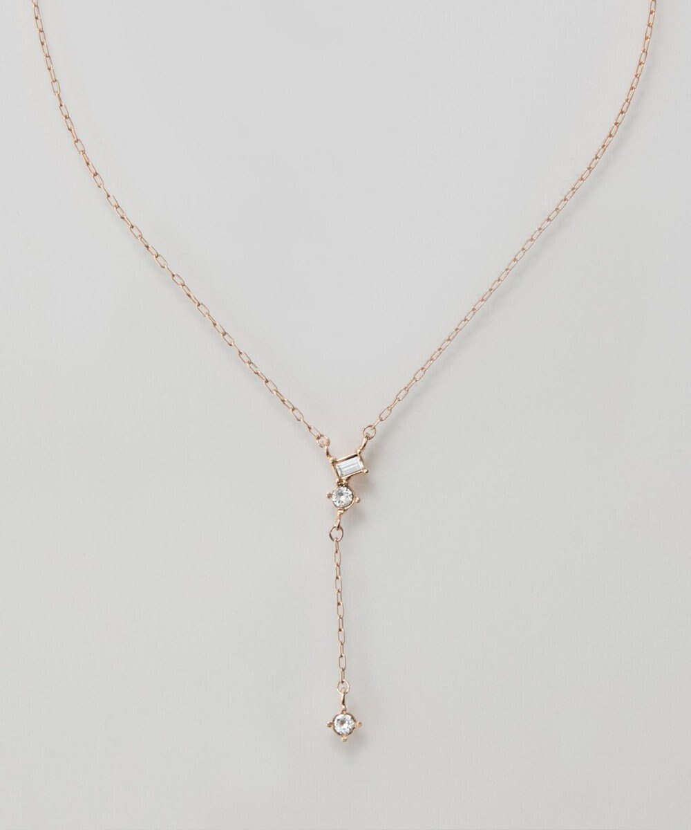 Phoebe 【金属アレルギー対応】ラディアンスビジューYラインネックレス　シャンパンゴールド 