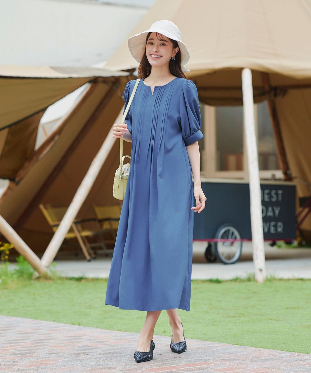 Tiaclasse 【洗える】ボリュームパフスリーブピンタックワンピース 