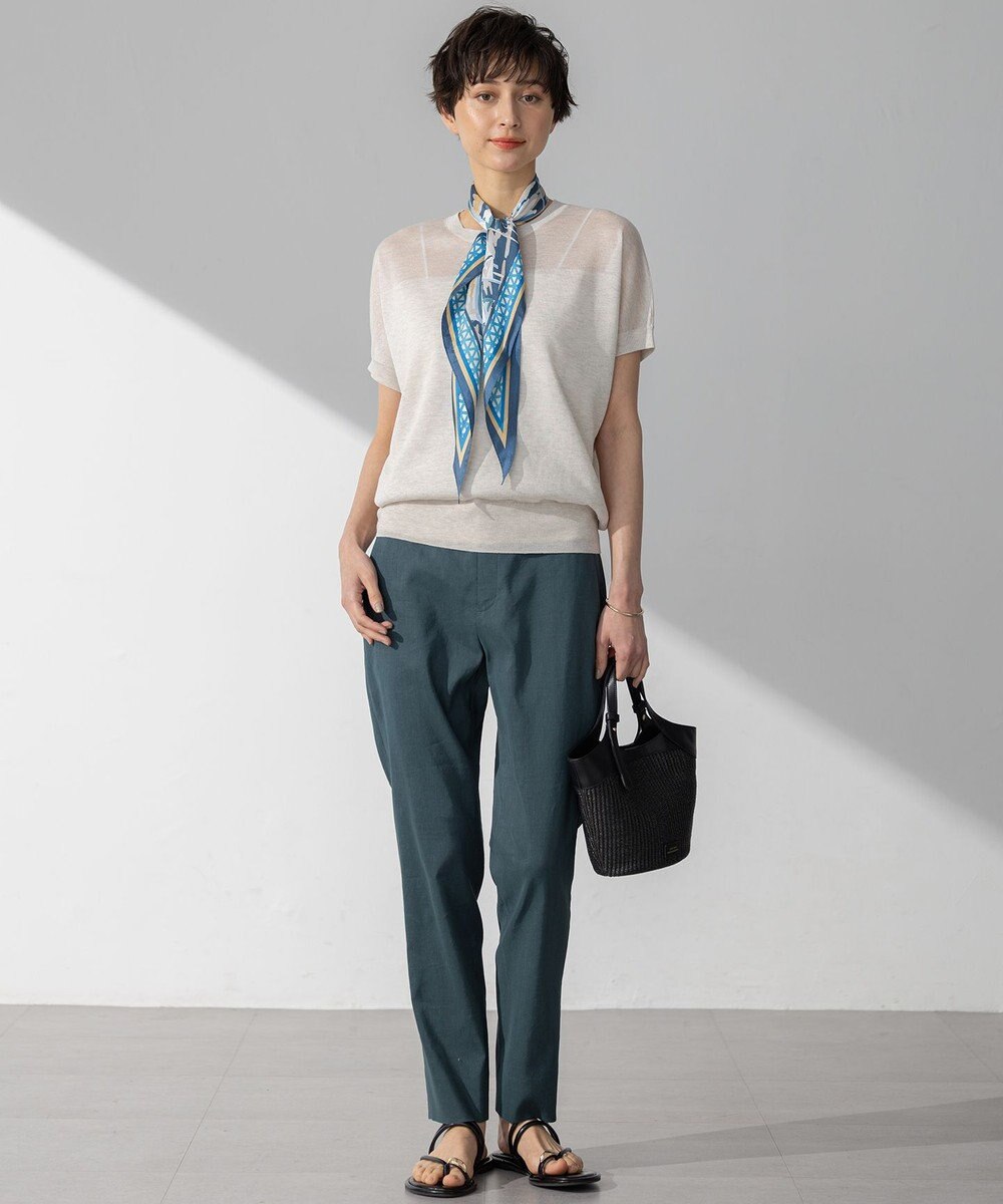 23区 【洗える】リネンレーヨンストレッチ テーパード パンツ 