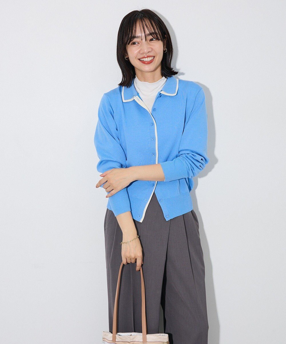 Green Parks ここちニット衿付き配色プルオーバー 