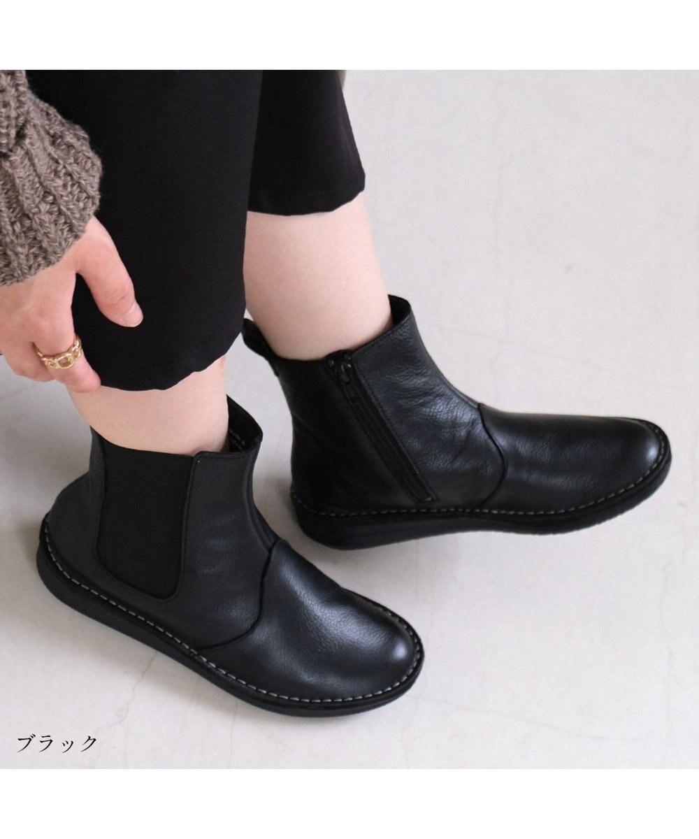 Pointer 本革軽量サイドゴアステッチショートブーツ 