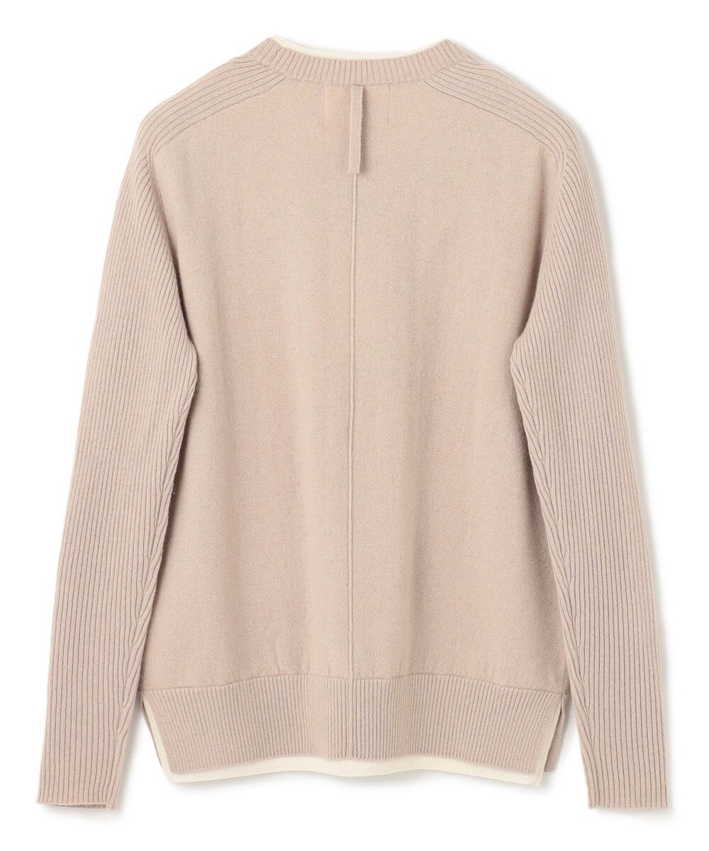 BEIGE， 【洗える】POMPE / ウールカシミヤ配色リブクルーネック 