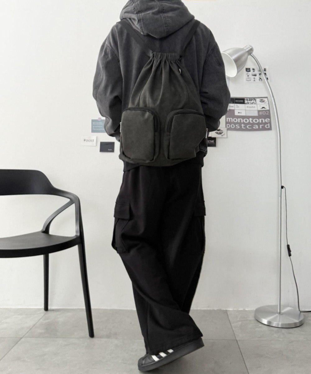 WEGO PUポケットデザインナップサック 