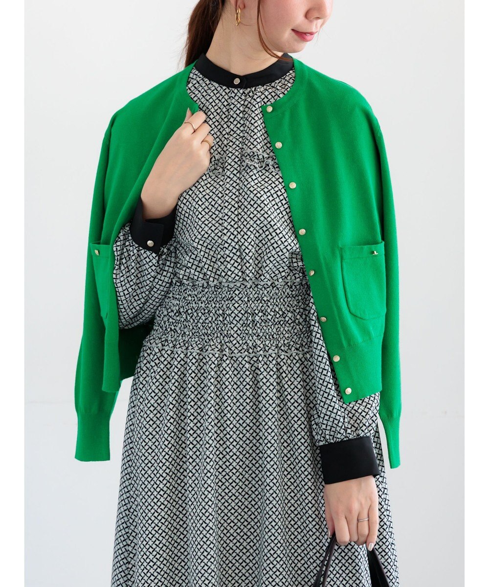 Te chichi ポケット付きクルーネックカーディガン 