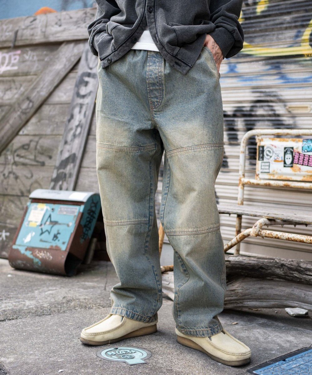 WEGO 【ウエストゴム/MLサイズ展開】ージーダブルニーパンツ 