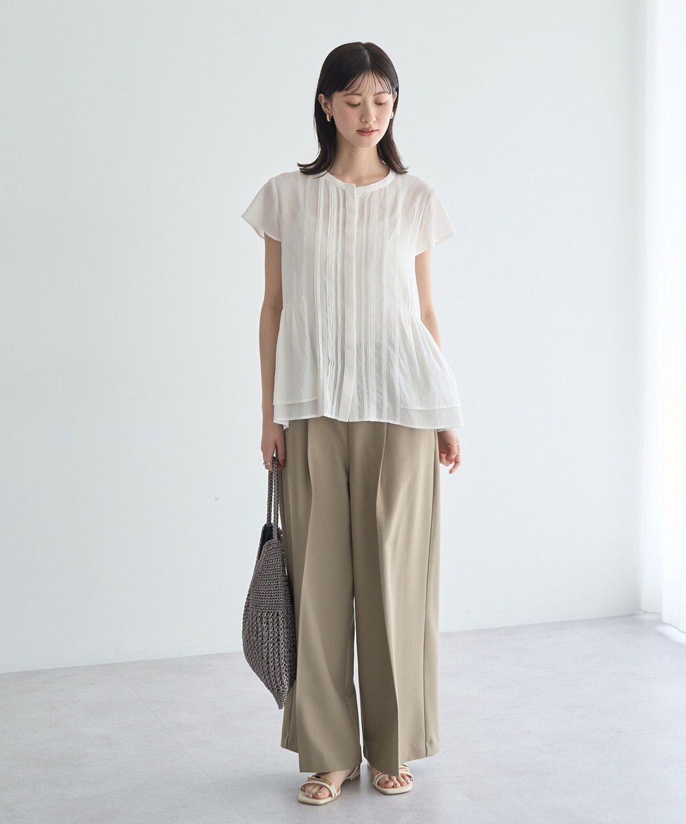 YECCA VECCA ペプラムシアーブラウス 