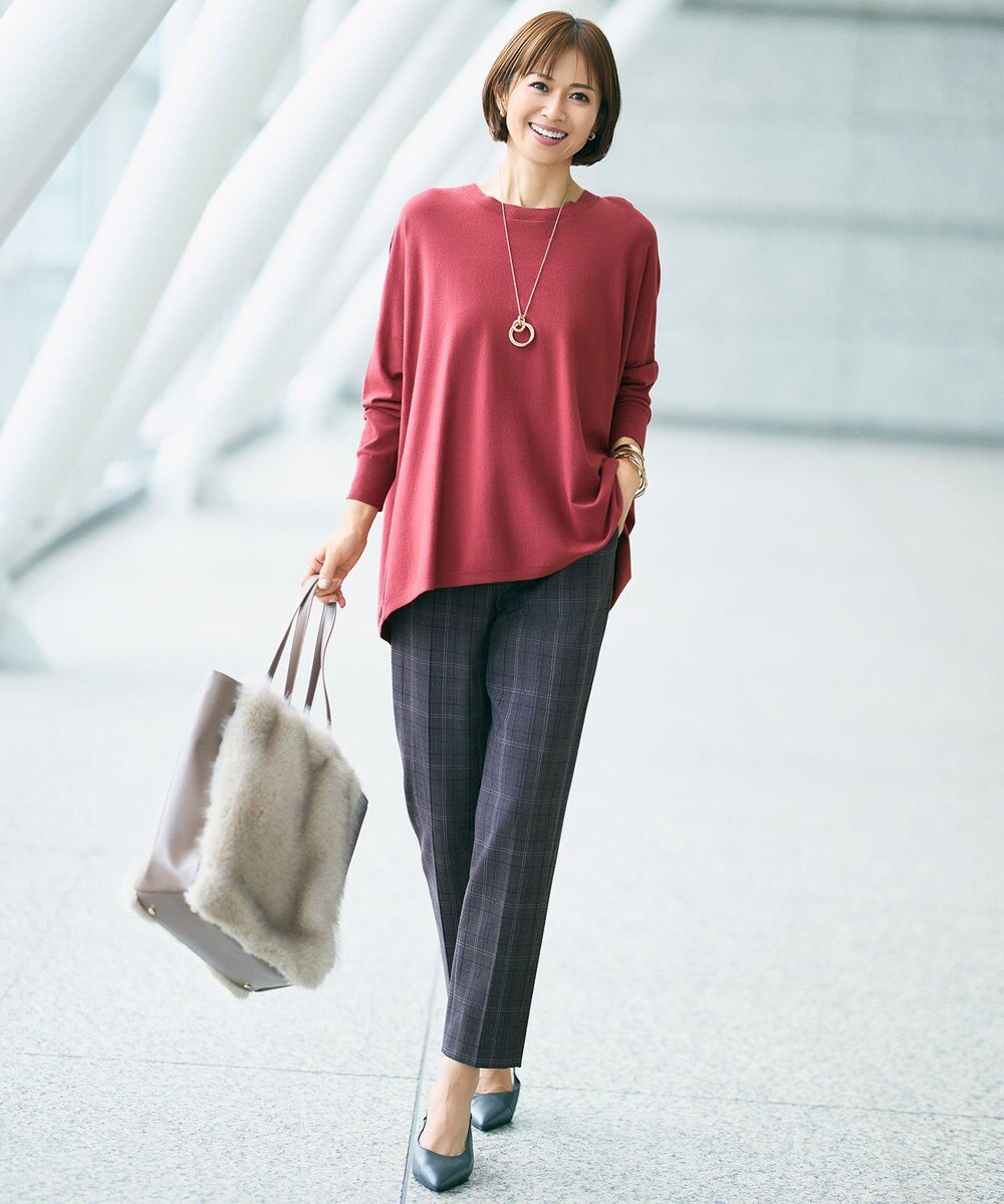 自由区 L 【WEB限定カラーあり】レーヨンストレッチ ニットT 