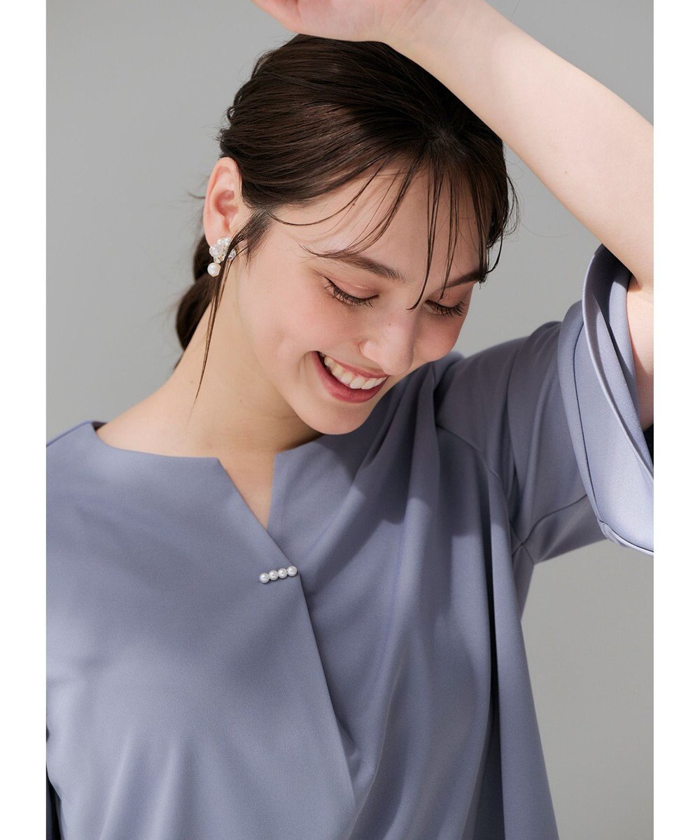 ANY SIS 【接触冷感・吸水速乾・UVケア】エアリードレープスムース 七分袖 ブラウス 