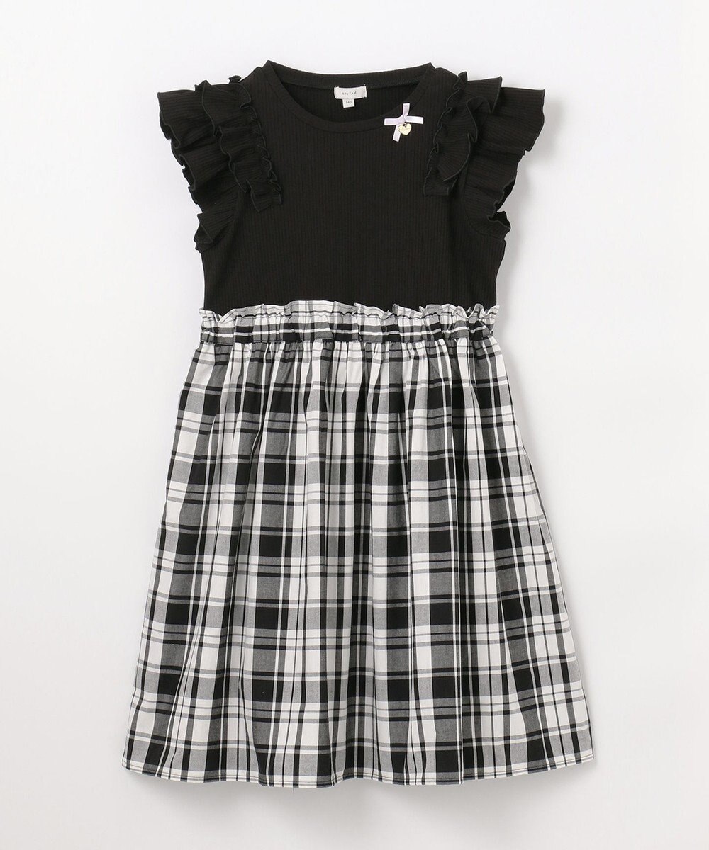 ANY KIDS チェック ドッキングワンピース 