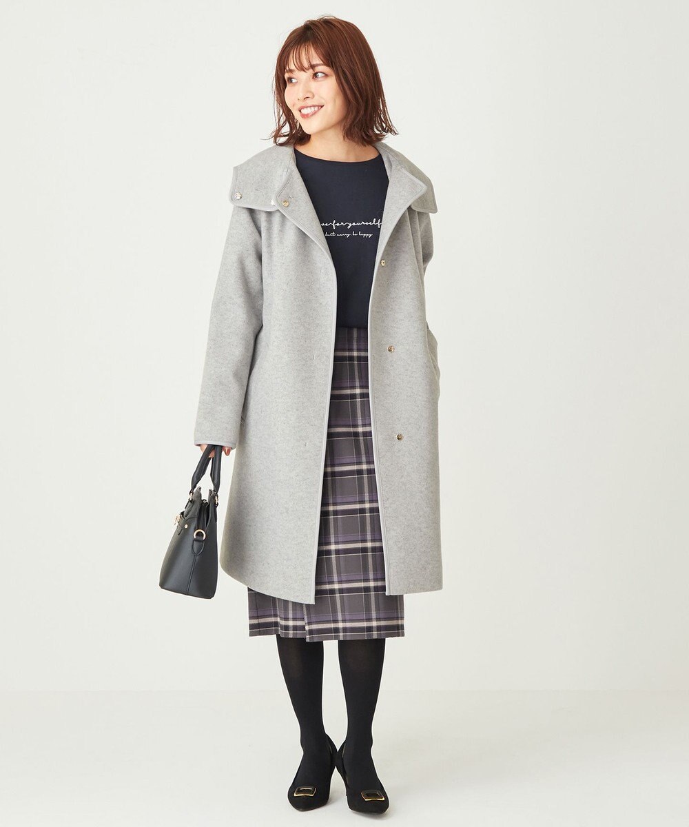 ANY SIS ウールライクミドルフーディ コート 