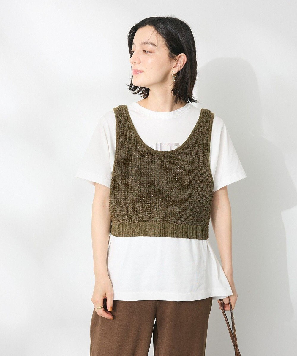 CRAFT STANDARD BOUTIQUE ワッフル編み短丈ニットベスト 