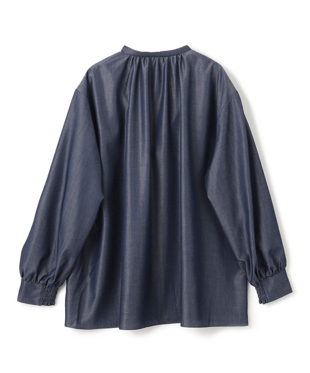 UNFILO シャンブレーデニム ギャザーブラウス 