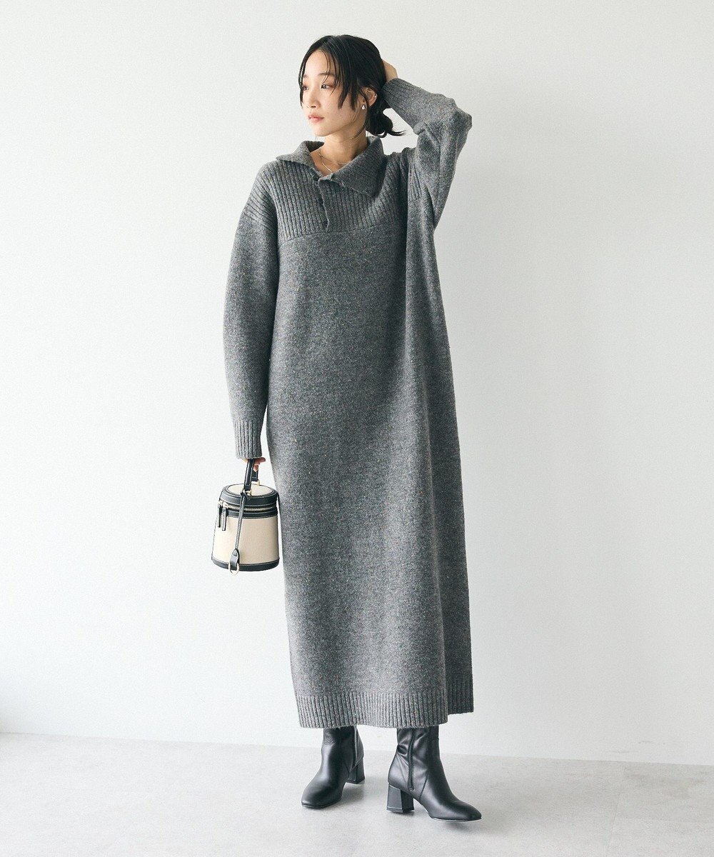 CRAFT STANDARD BOUTIQUE 洗える/ハイネックネップニットワンピース 