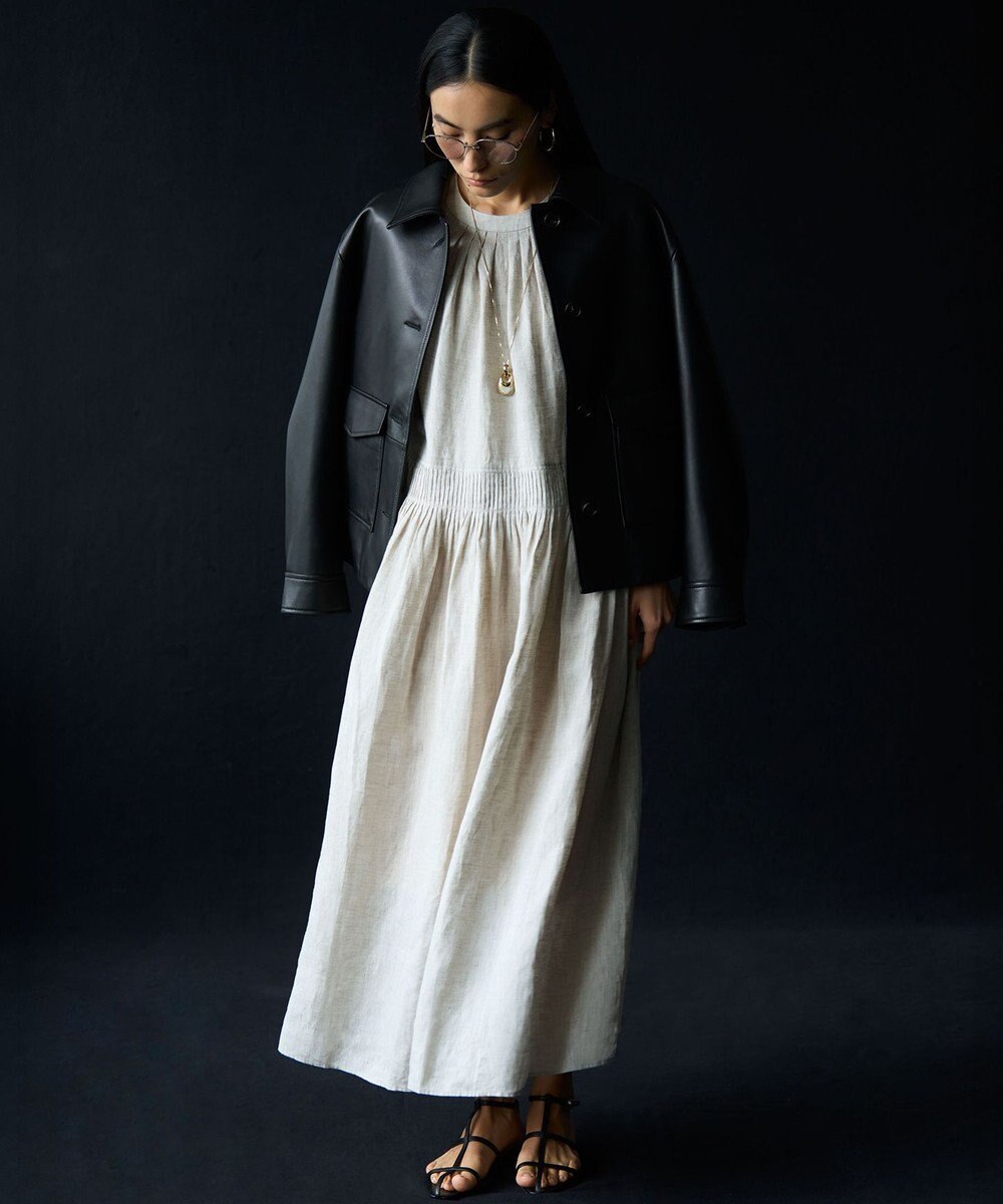 23区 S 【GOLD LABEL】ノーザンリネン バックリボン フレア ワンピース 