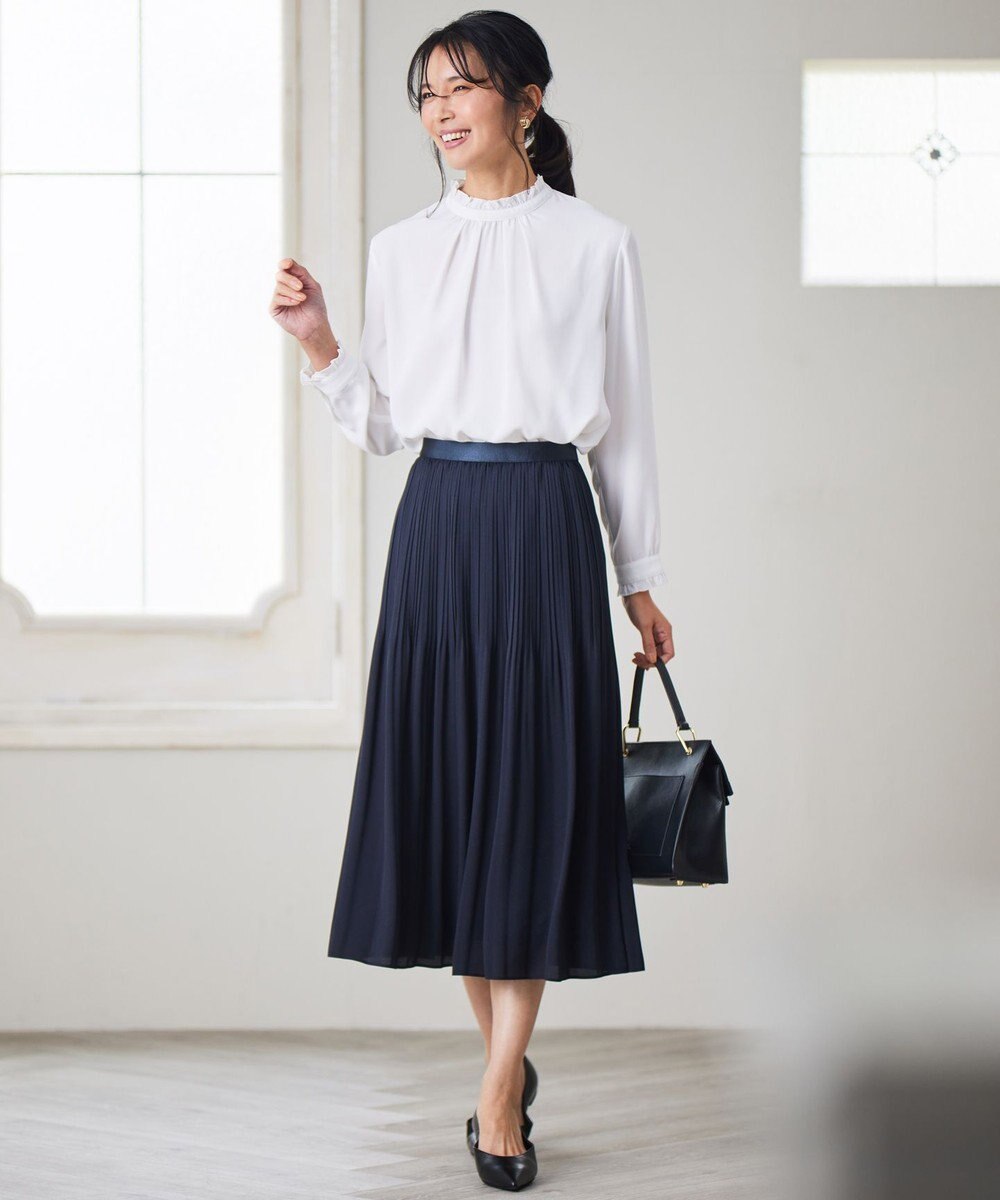 23区 L 【洗える】バックサテンアムンゼン フリルカラー ブラウス 