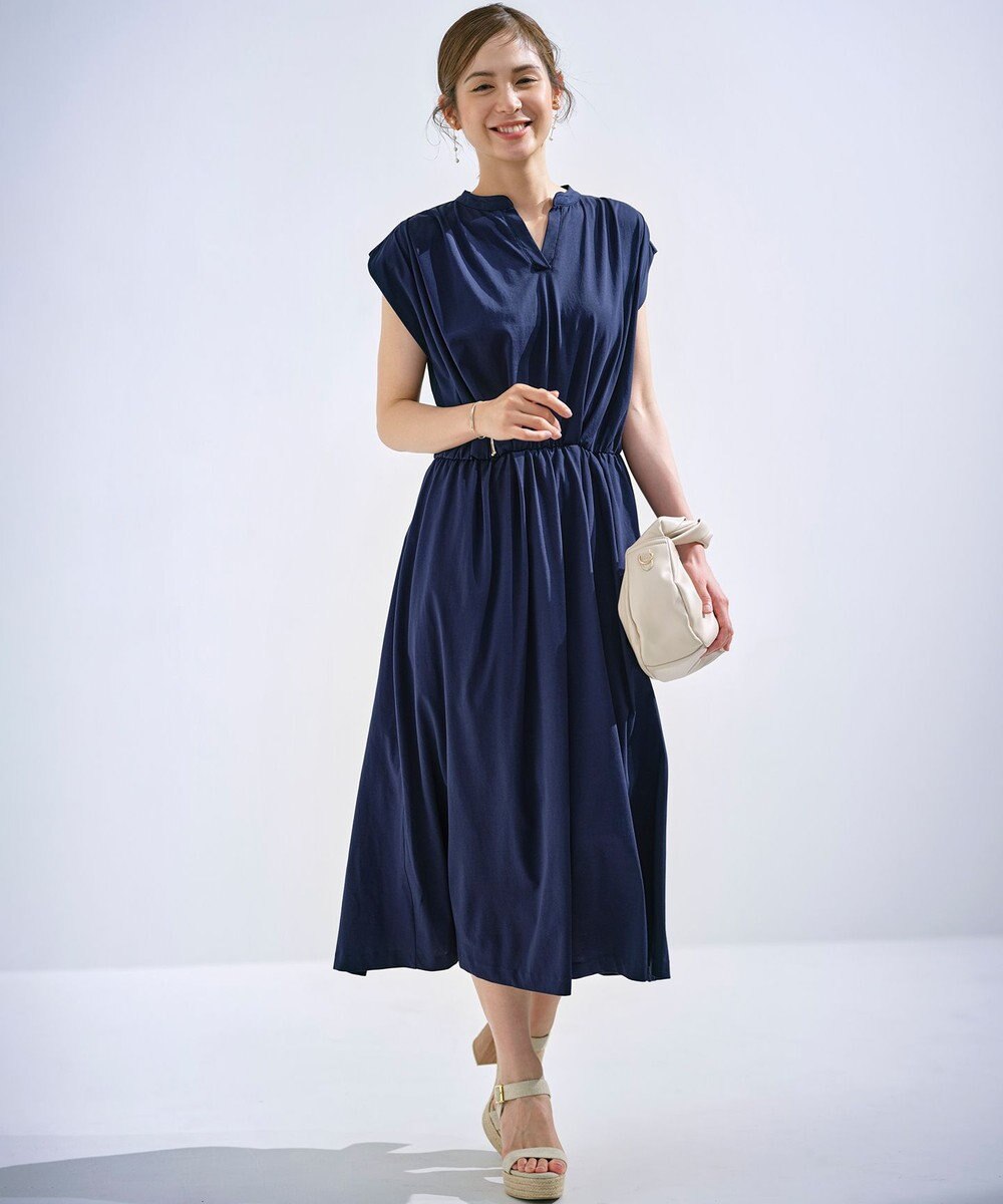組曲 【洗える・WEB限定】プレーティング天竺 ドレープワンピース 