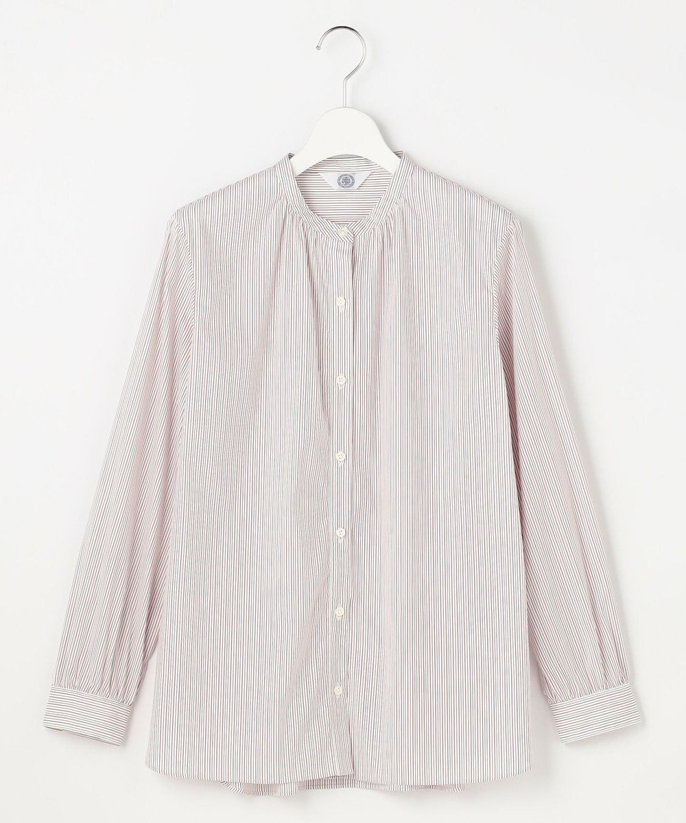 J.PRESS LADIES L BEZ ドビーストライプ バンドカラー ブラウス 