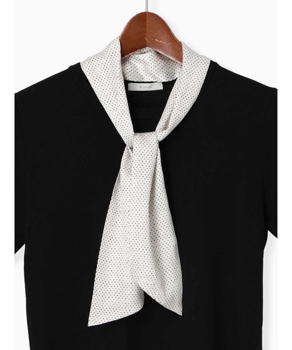 Te chichi スカーフカラーハーフスリーブニット 