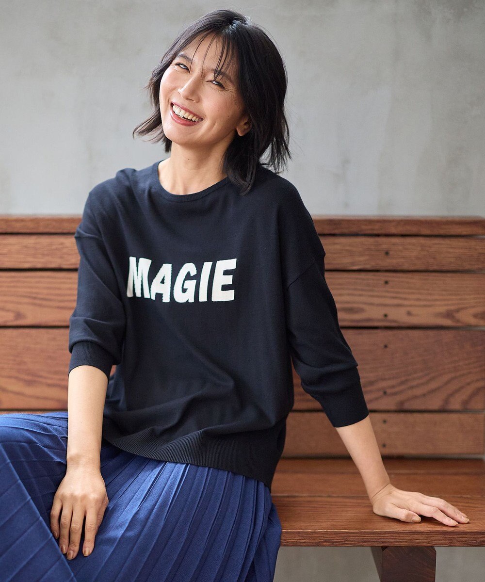 ANY L 【洗濯機可】インターシャロゴニット 