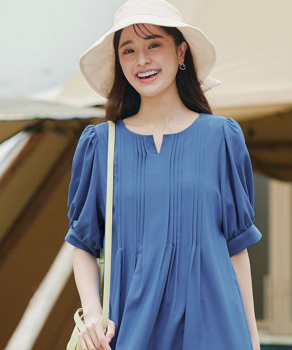 Tiaclasse 【洗える】ボリュームパフスリーブピンタックワンピース 