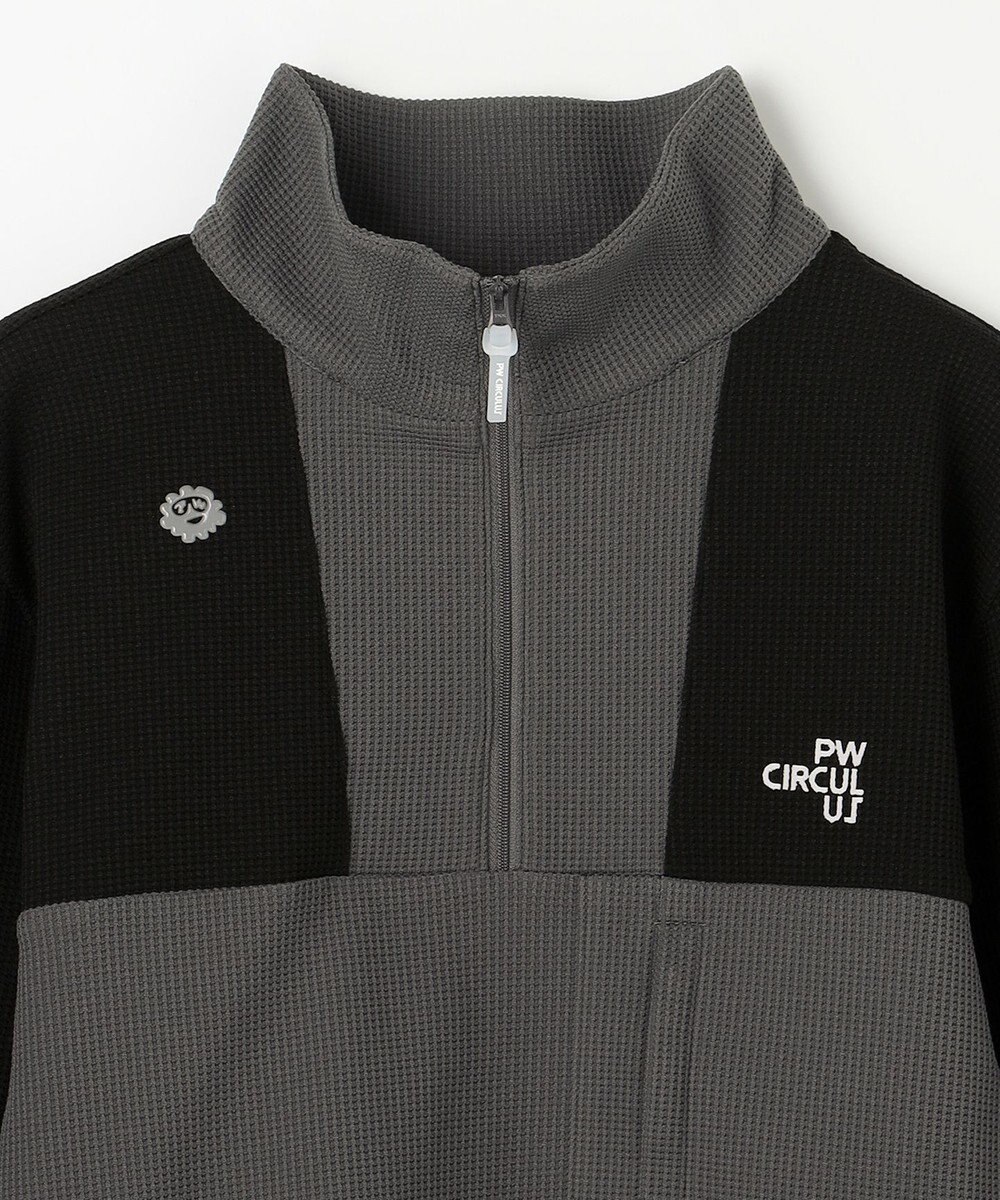 PW CIRCULUS 今が旬トップス！【ドライな肌触り / UV遮蔽率98.9% UVカット / ストレッチ】【MEN】ワッフルハーフジップトップス  ゴルフ 