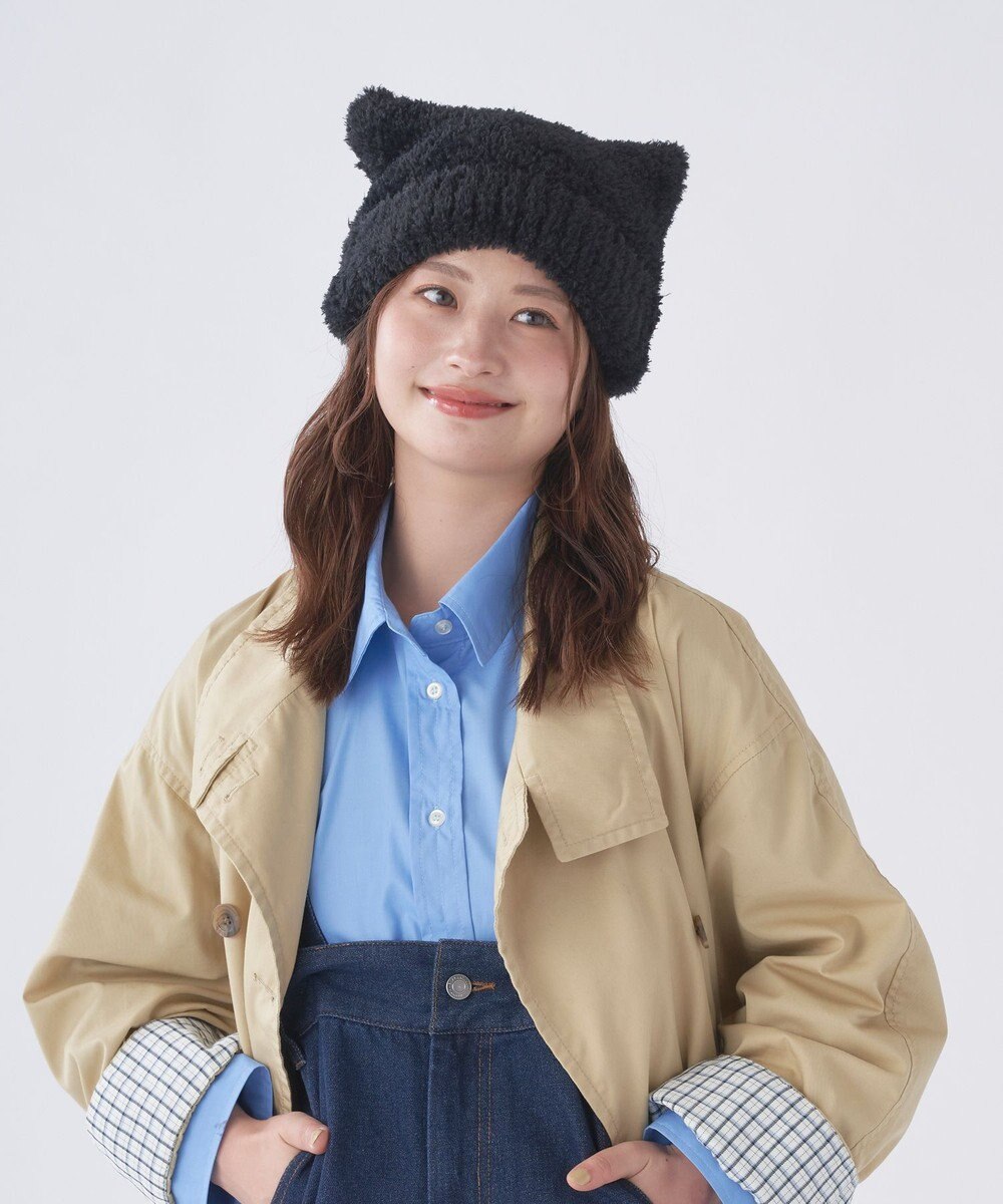 MOONBAT estaa(エスタ) ボリュームヘアリー 猫耳シャロット ニット帽 帽子 