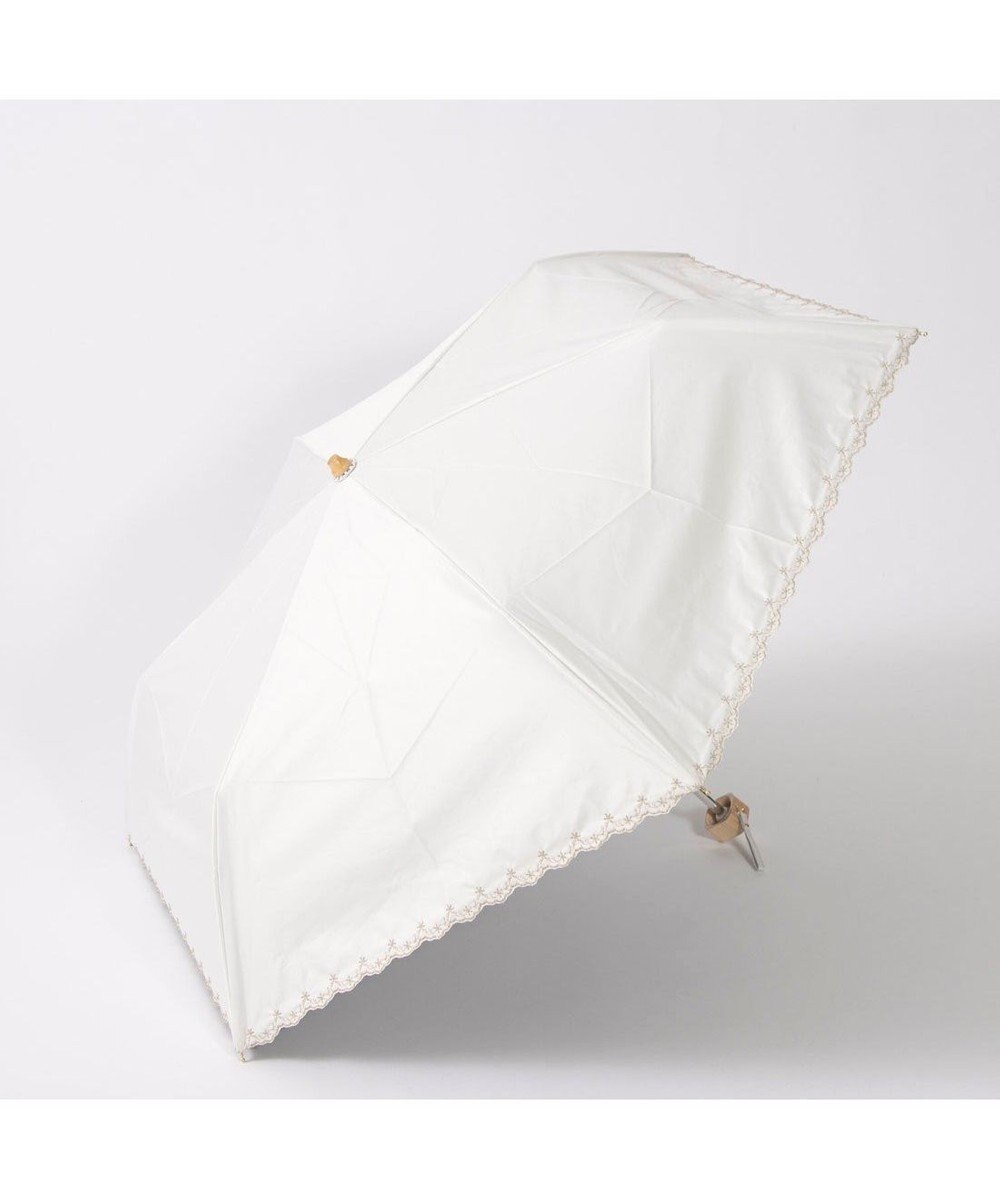 UNBILLION カシュネ cachenez /【晴雨兼用　日傘　UVカット率・遮光率100％生地使用 】PUフローラルラメ刺繍ミニ折りたたみ傘 