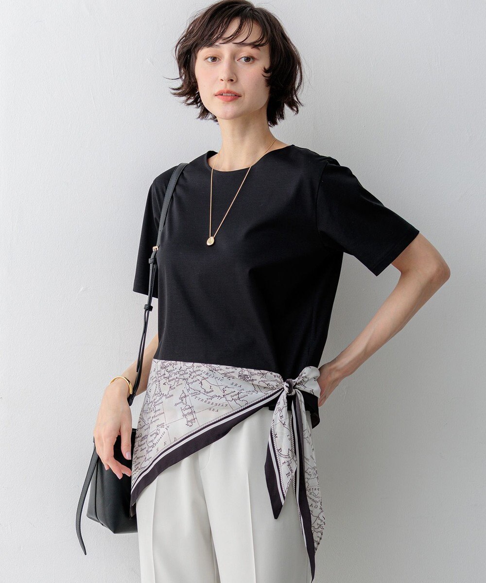 23区 S 【先行予約】スカーフコンビジャージー ウエストデザイン カットソー 