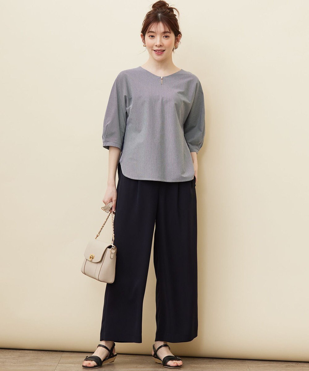 ANY SIS S 【洗える】シルケットストライプドルマン カットソー 