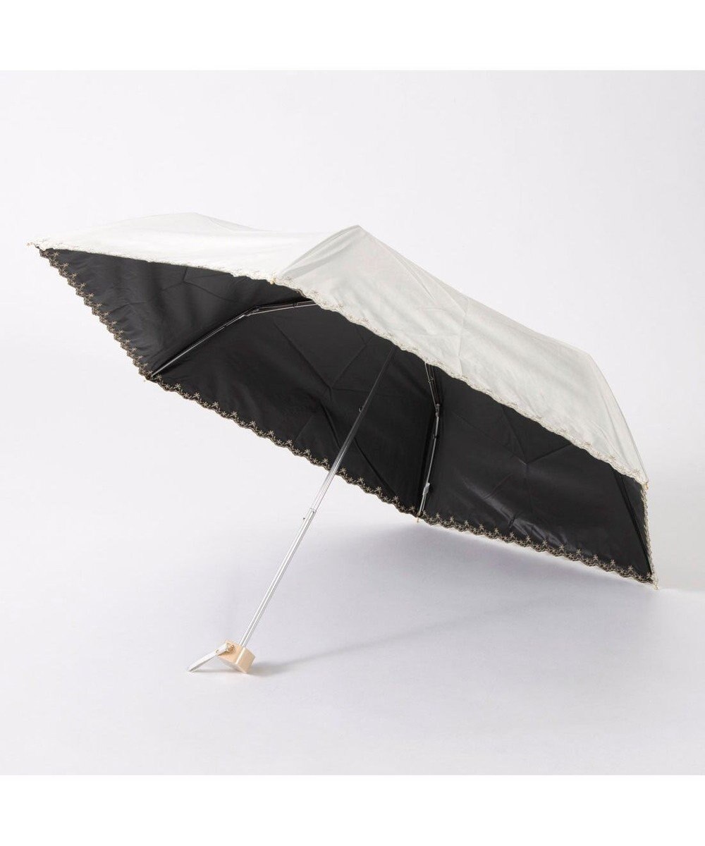 UNBILLION カシュネ cachenez /【晴雨兼用　日傘　UVカット率・遮光率100％生地使用 】PUフローラルラメ刺繍ミニ折りたたみ傘 