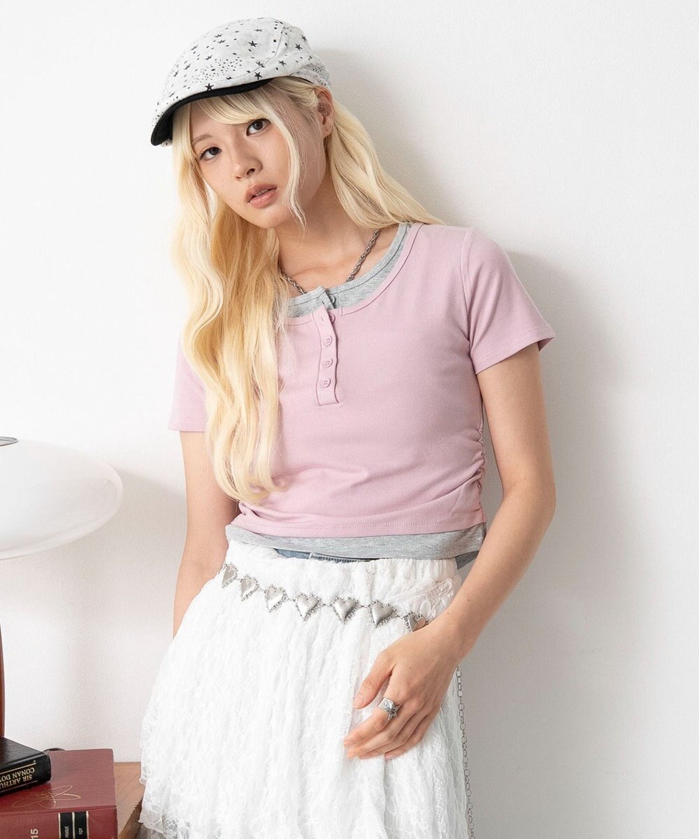 WEGO ヘンリーネックレイヤードT 