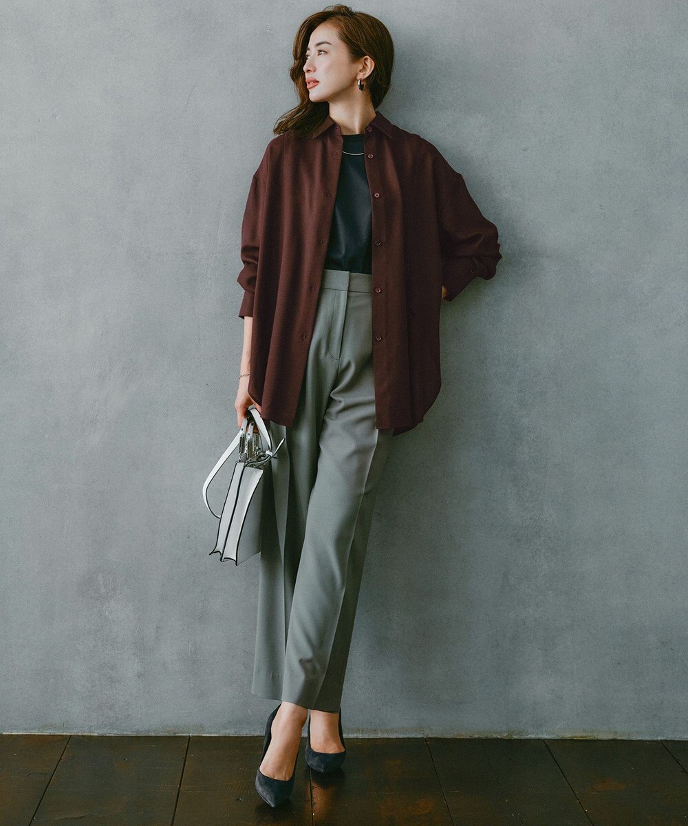 ICB 【UVカット・洗える】ウール2WAYストレッチ ワイドパンツ 