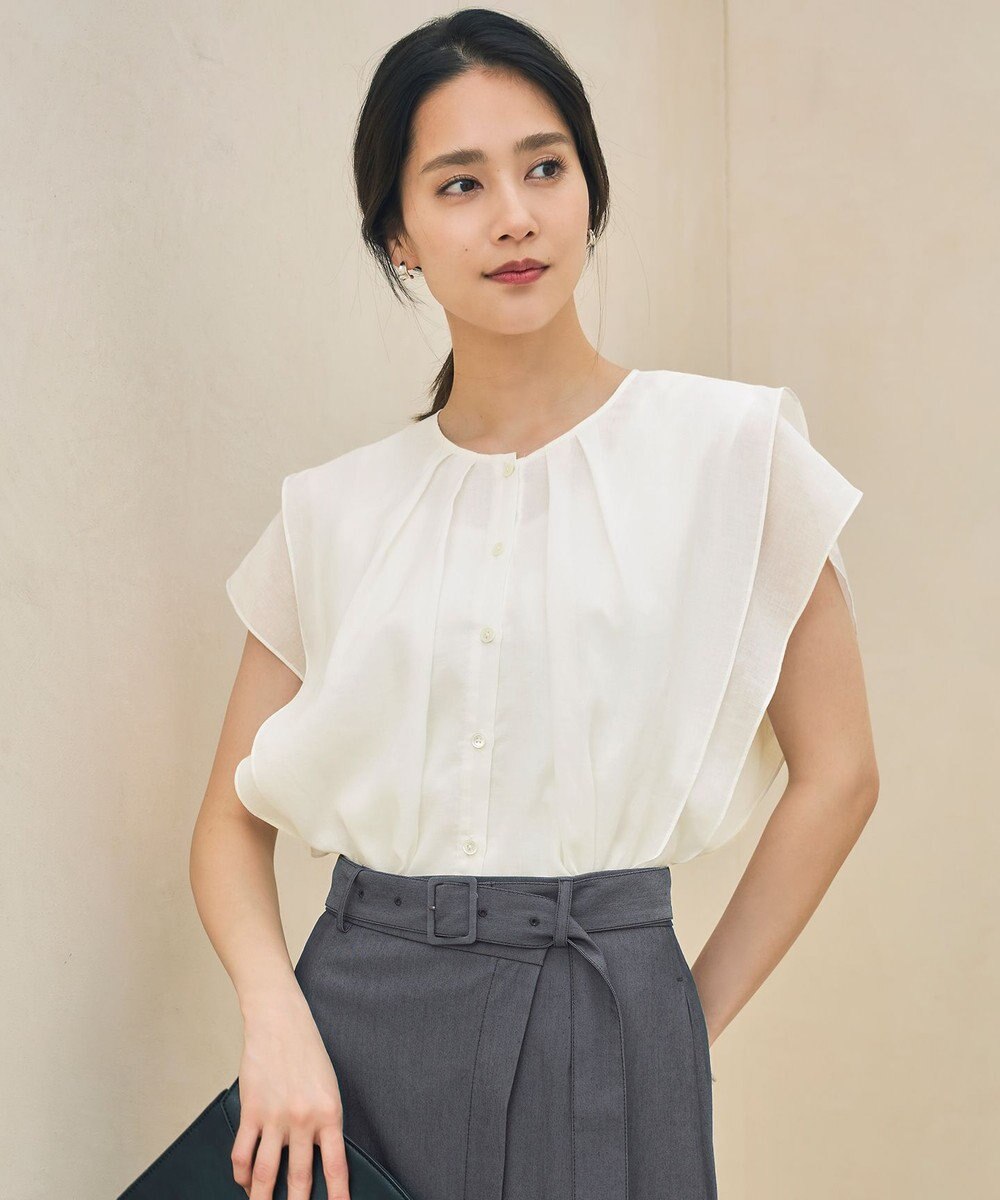 自由区 【カタログ掲載・接触冷感・洗える】シアーラミーローンフリル ブラウス 