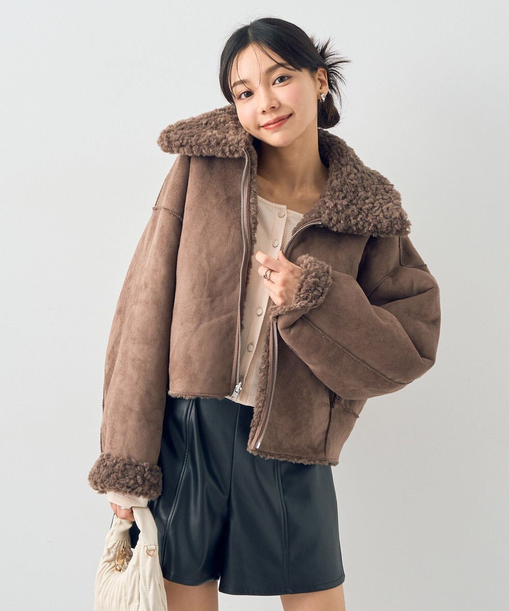 earth music&ecology リバーシブルフェイクムートンショートブルゾン 