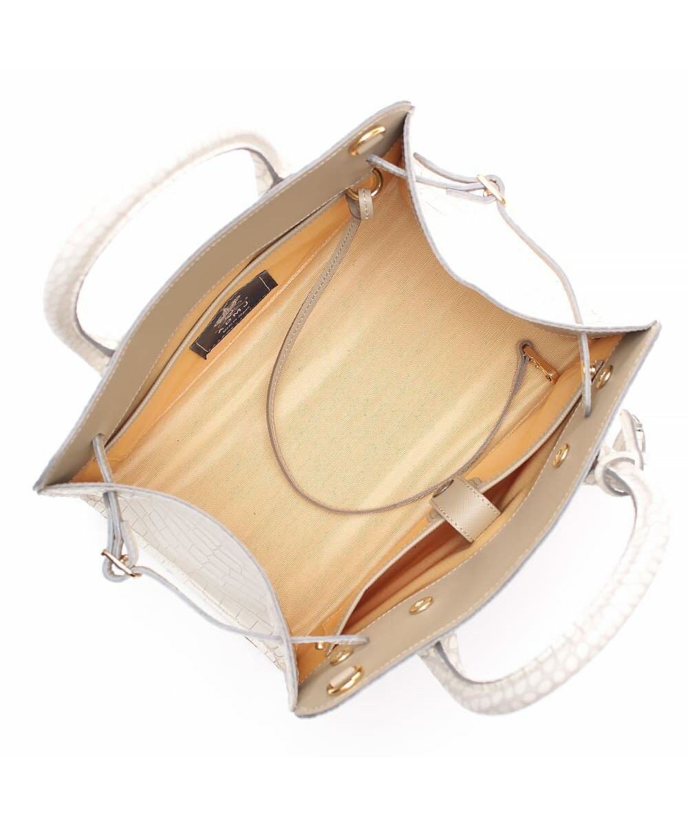 A.D.M.J. 【牛革】クロコ型押しサイドバックルトート25cm(ショルダーストラップ付) 