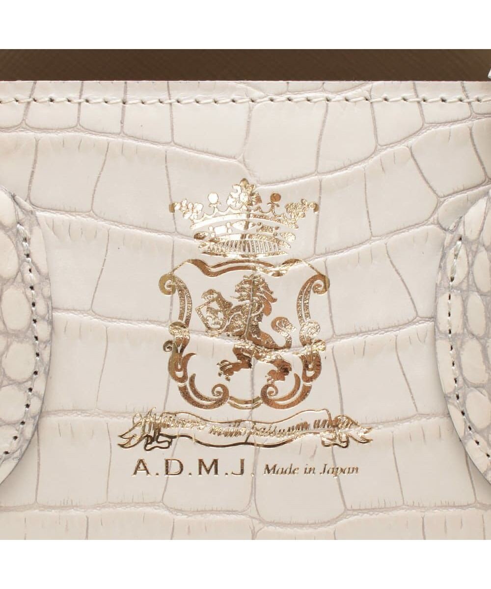 A.D.M.J. 【牛革】クロコ型押しサイドバックルトート25cm(ショルダーストラップ付) 