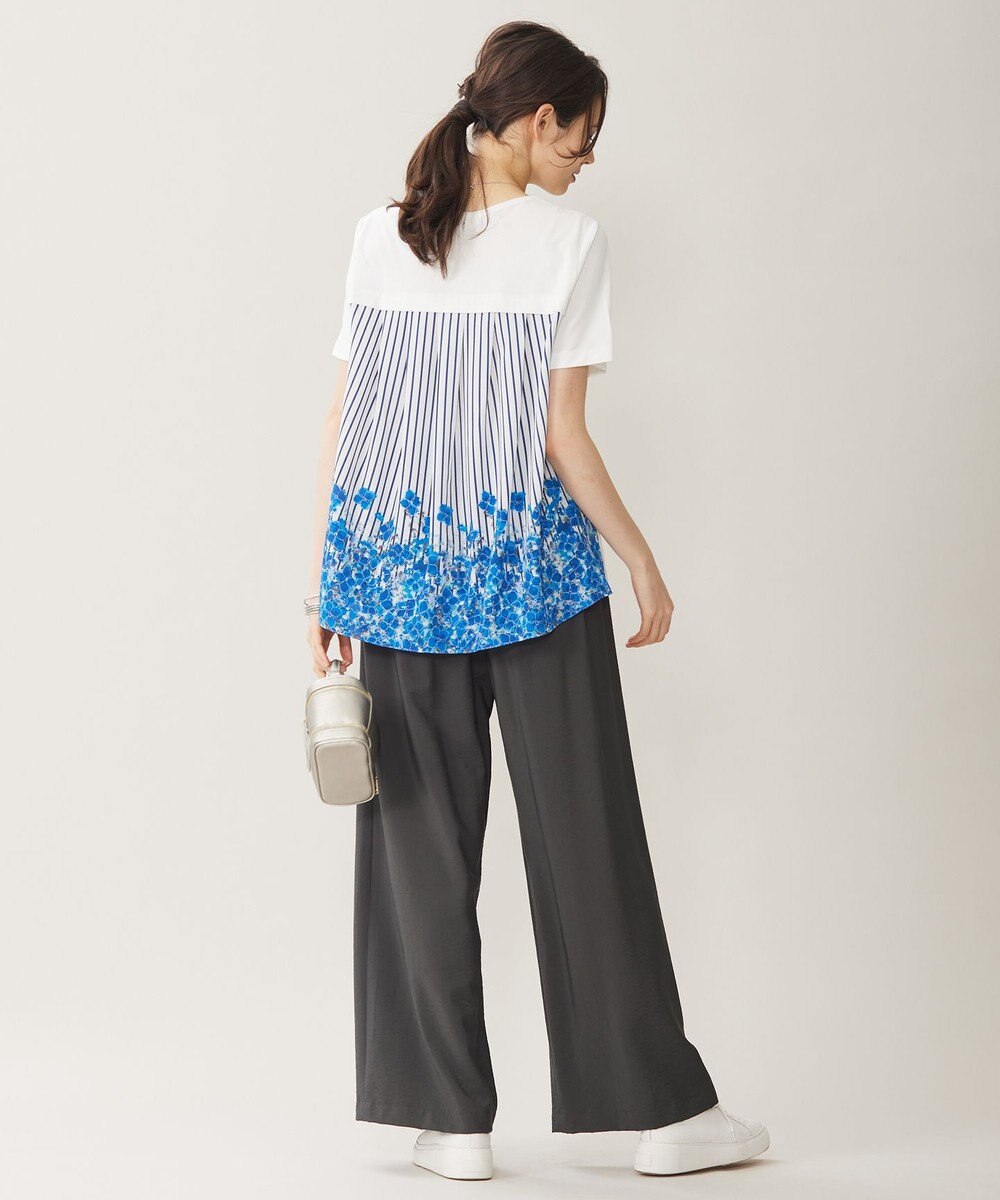 自由区 【洗える】オルタンシアフルールプリントコンビ カットソー 