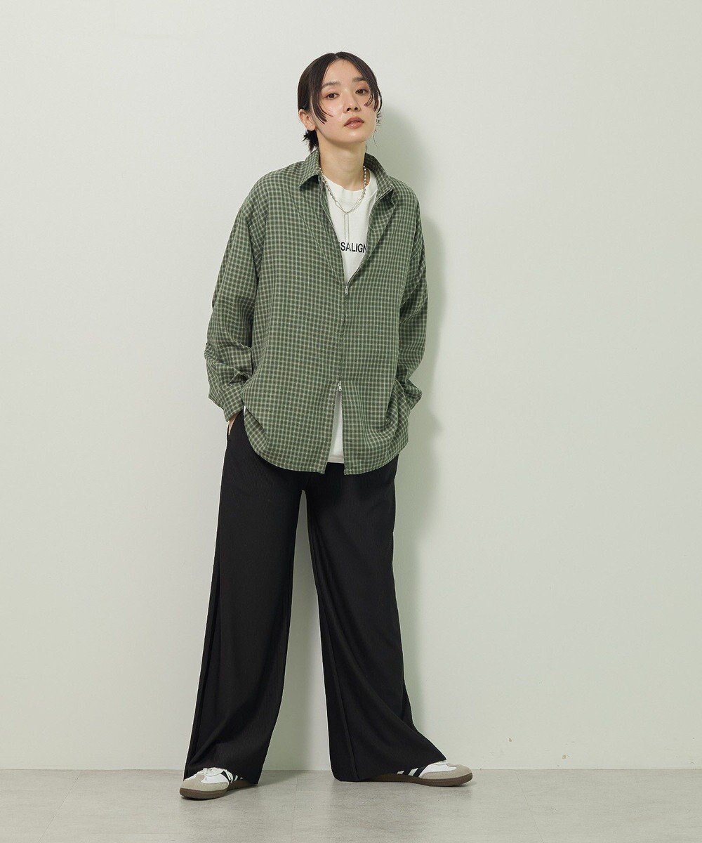 Green Parks 楽ちんプリーツワイドパンツ 