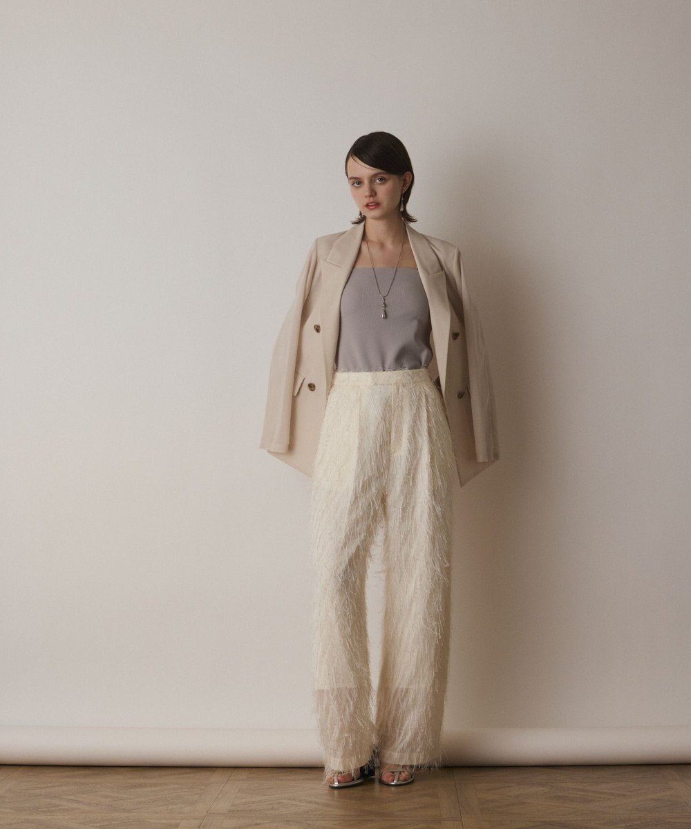 GRACE CONTINENTAL フリンジワンタックパンツ 