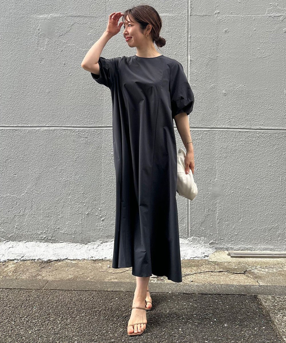UNFILO 【撥水/シワになりにくい】FINE MOVE ランタンスリーブワンピース 