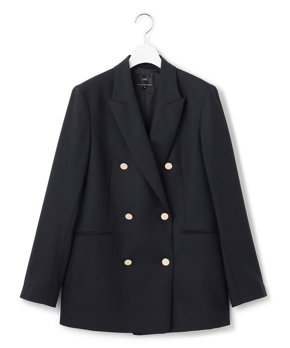 23区 ウーステッドウールツイル 紺ブレ ジャケット 