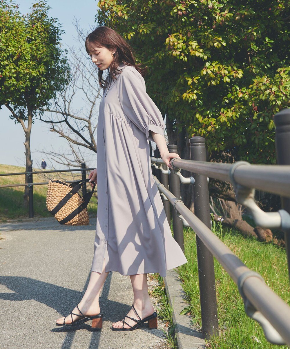 Feroux 【洗える】パフスリーブシャツ ワンピース 