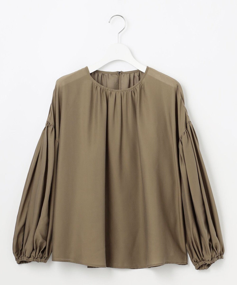 自由区 【洗える】キュプラコットンツイルプルオーバー ブラウス 