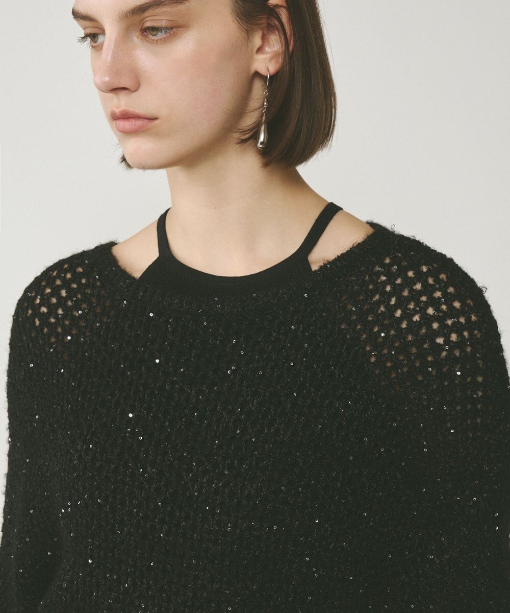 GRACE CONTINENTAL スパンメッシュニットトップ 