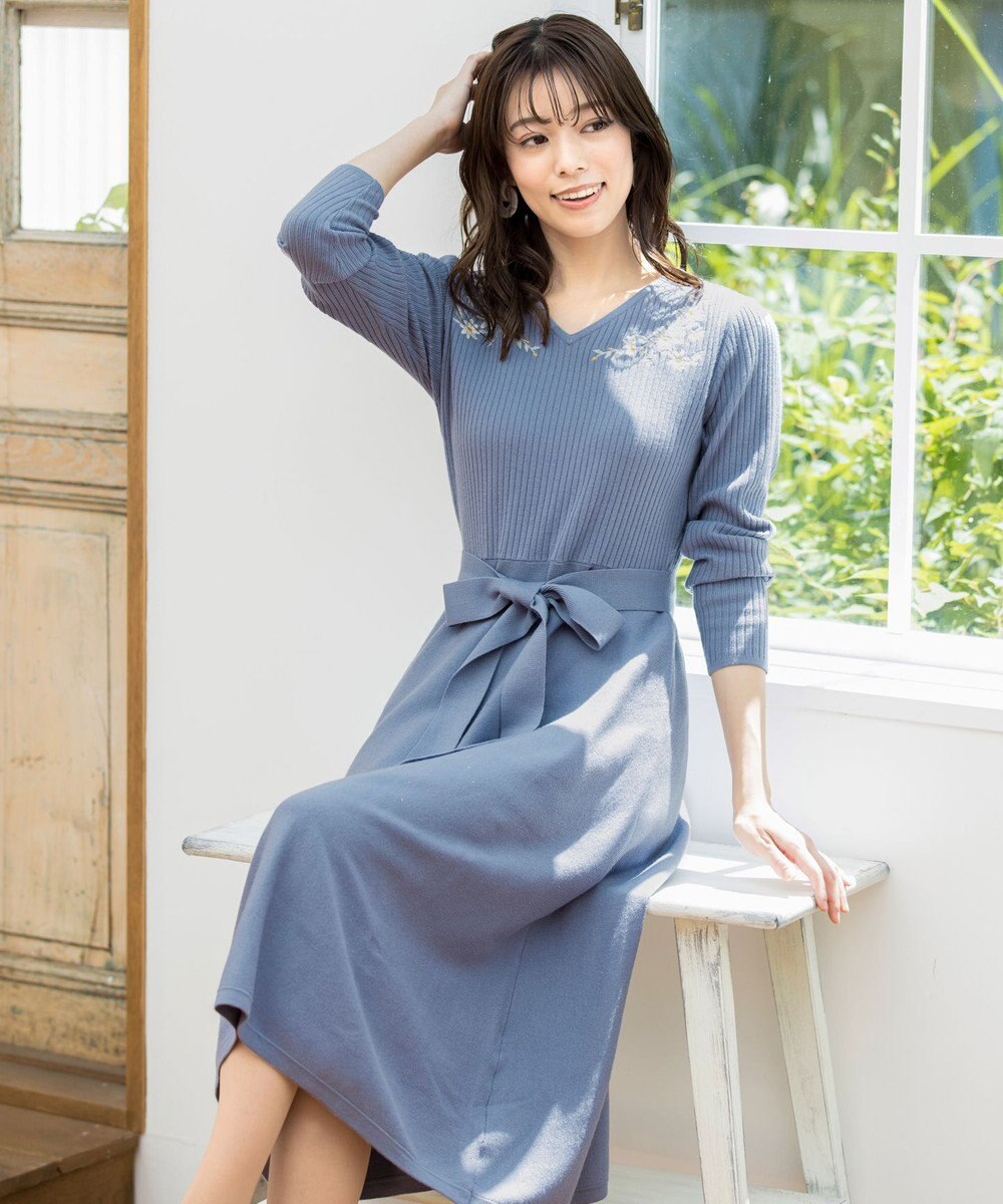 売上 日本 ファッション通販 洗える 小顔効果も叶う刺繍ニットワンピース 公式通販 Tiaclasse 数量限定激安 Onesoul Jp