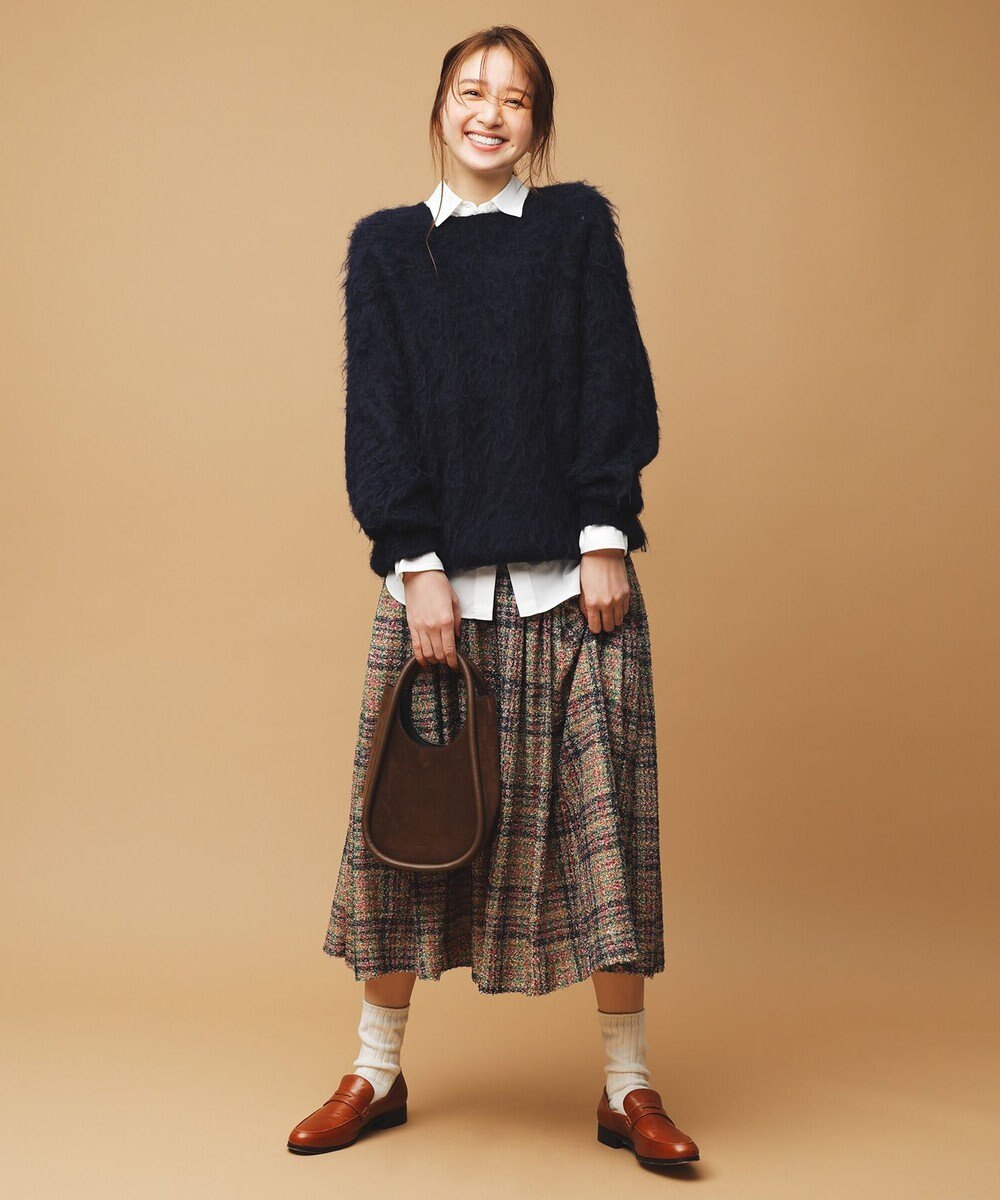 UNFILO アルパカシャギー ロングニット 