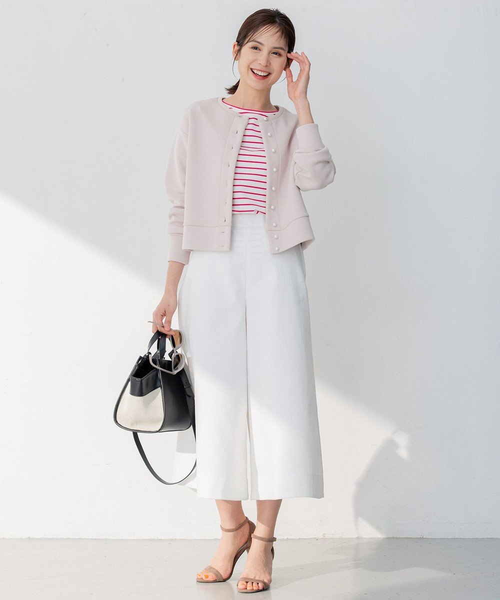 組曲 【パールボタン付き】ダンボールジャージー カーディガン 