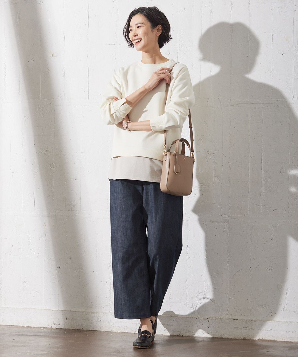 J.PRESS LADIES S 【洗える】セルロースシャンブレー ワイド パンツ 